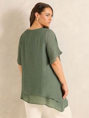 Evans Green Double Layer Angel Sleeve Top - Image 3 of 6
