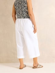 Evans White Cropped Wide Leg Pull On Trousers - Image 3 of 5