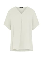 Evans Natural Short Sleeve Notch Neck Top - Image 2 of 2