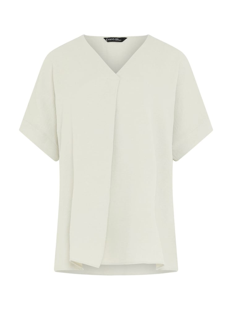 Evans Natural Short Sleeve Notch Neck Top - Image 2 of 2