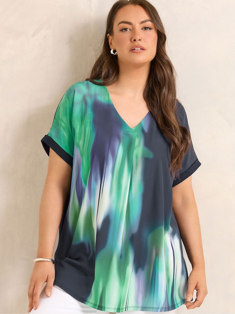 Evans Green Blurred Floral Print Top - Image 1 of 5