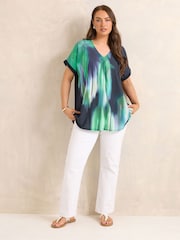 Evans Green Blurred Floral Print Top - Image 2 of 5