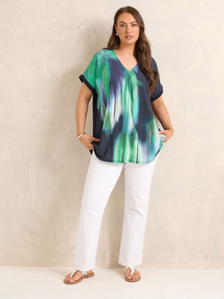 Evans Green Blurred Floral Print Top - Image 2 of 5