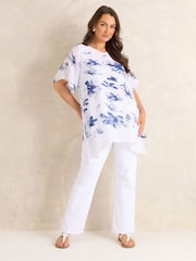 Evans Blue Double Layer Angel Sleeve Top - Image 2 of 6