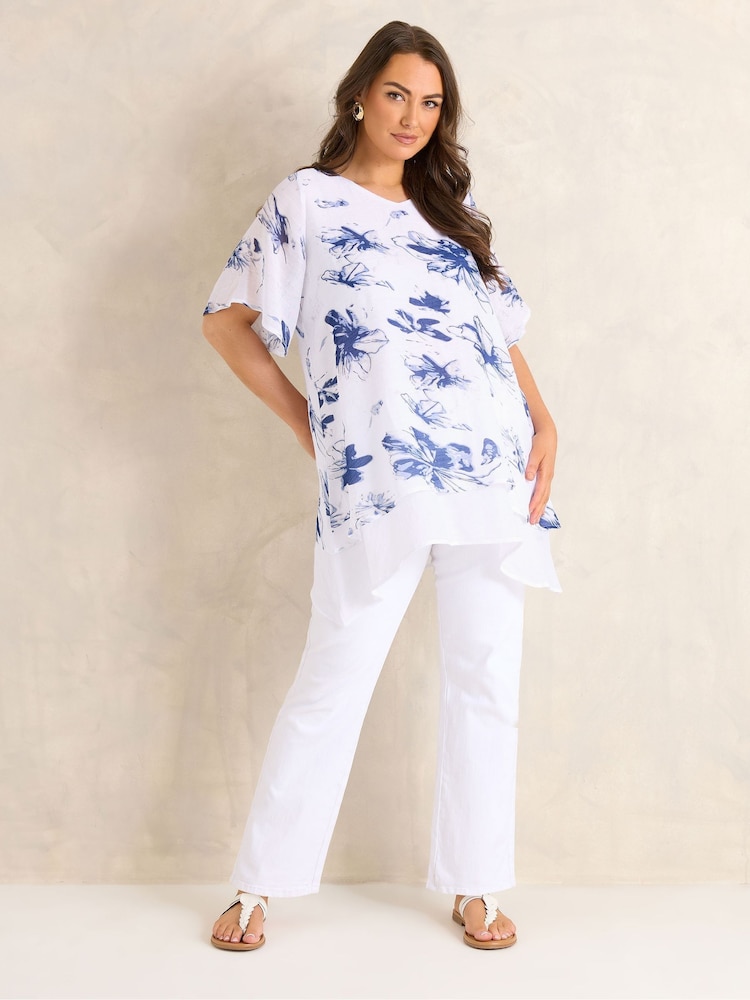 Evans Blue Double Layer Angel Sleeve Top - Image 2 of 6