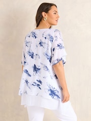 Evans Blue Double Layer Angel Sleeve Top - Image 3 of 6
