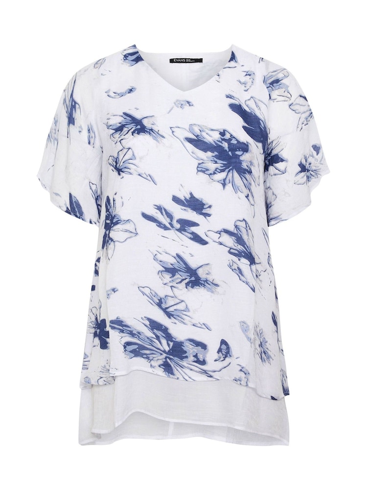 Evans Blue Double Layer Angel Sleeve Top - Image 6 of 6