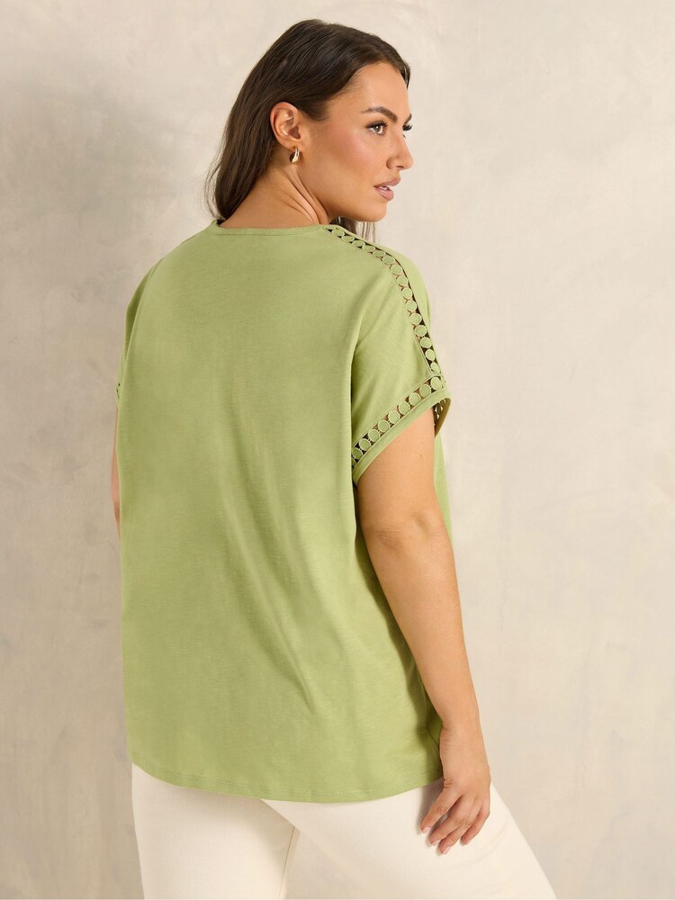 Evans Green Crochet Trim T-Shirt - Image 2 of 5