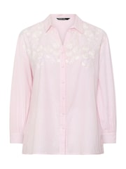 Evans Pink Stripe Embroidered Blouse - Image 5 of 5