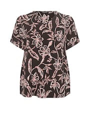 Evans Brown Crinkle Jersey V-Neck Top - Image 5 of 5