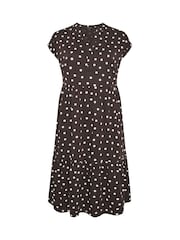 Evans Brown Tiered Slub Cotton Dress - Image 5 of 5