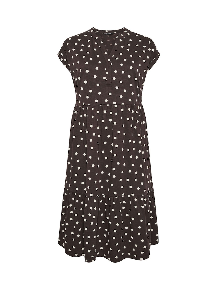 Evans Brown Tiered Slub Cotton Dress - Image 5 of 5