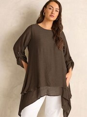 Evans Brown Double Layer Blouse - Image 1 of 5