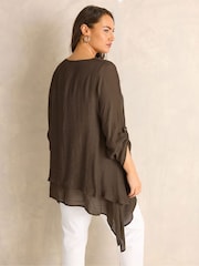 Evans Brown Double Layer Blouse - Image 3 of 5