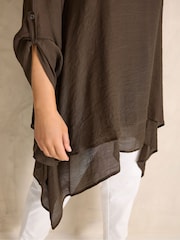 Evans Brown Double Layer Blouse - Image 4 of 5