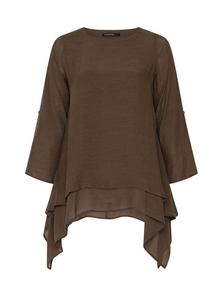 Evans Brown Double Layer Blouse - Image 5 of 5 Evans Brown Double Layer Blouse - Image 5 of 5