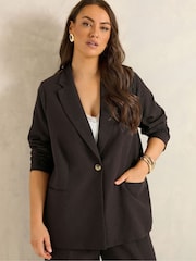 Evans Brown Linen Blend Blazer - Image 1 of 5