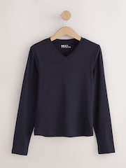 Brown/Navy/Grey V-Neck Long Sleeve T-Shirts 3 Pack - Image 3 of 6
