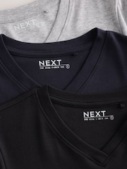 Brown/Navy/Grey V-Neck Long Sleeve T-Shirts 3 Pack - Image 5 of 6