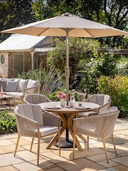 Hartman Set of 4 Almond Natural Portico Round Garden Dining Set - Image 1 of 5