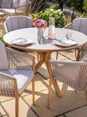 Hartman Set of 4 Almond Natural Portico Round Garden Dining Set - Image 3 of 5