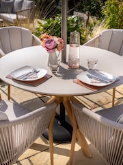 Hartman Set of 4 Almond Natural Portico Round Garden Dining Set - Image 4 of 5