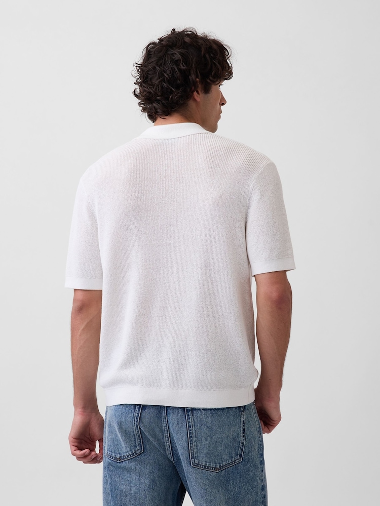 Blanco - Gap Linen-Blend Knitted Polo Shirt - Imagen 2 de 4