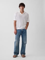 Blanco - Gap Linen-Blend Knitted Polo Shirt - Imagen 3 de 4
