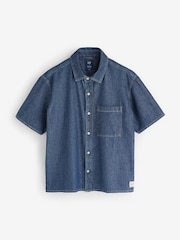 Gap Dark Wash Denim Relaxed Short Sleeve Shirt - Image 1 of 5