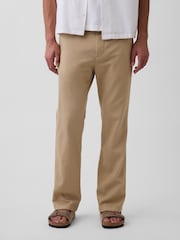 Gap Beige Linen-Cotton Relaxed Straight Trousers - Image 1 of 6