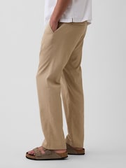Gap Beige Linen-Cotton Relaxed Straight Trousers - Image 3 of 6