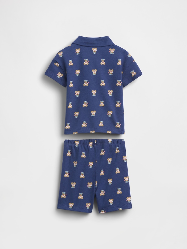 Gap Navy Brannan Bear Pique Polo Outfit Set (0-24mths) - Image 2 of 3