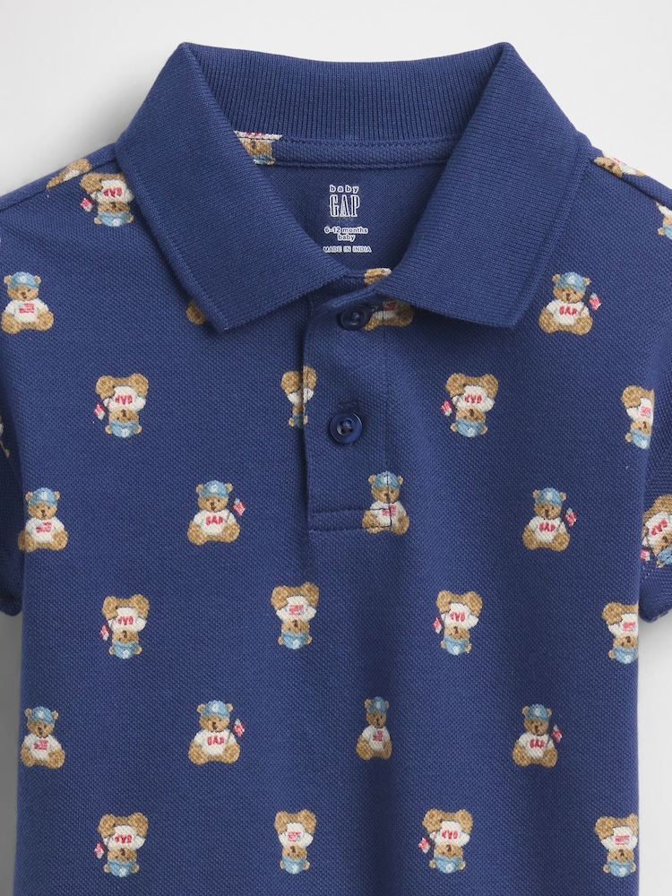 Gap Navy Brannan Bear Pique Polo Outfit Set (0-24mths) - Image 3 of 3