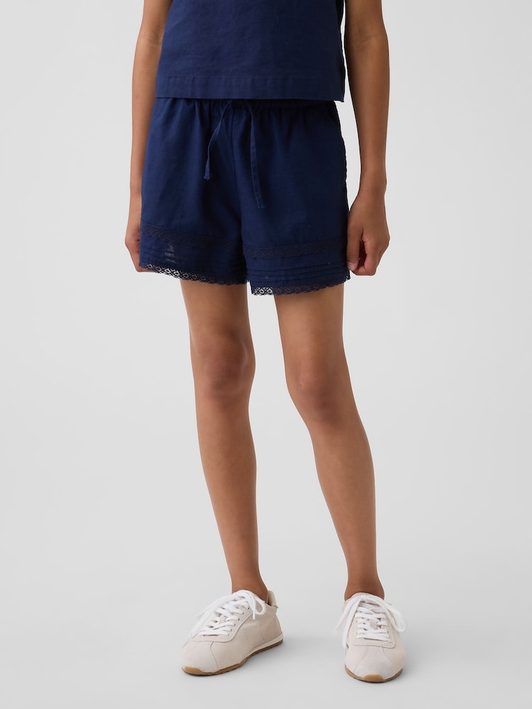 Gap Blue Linen-Cotton Lace-Trim Easy Shorts (4-13yrs) - Image 1 of 5