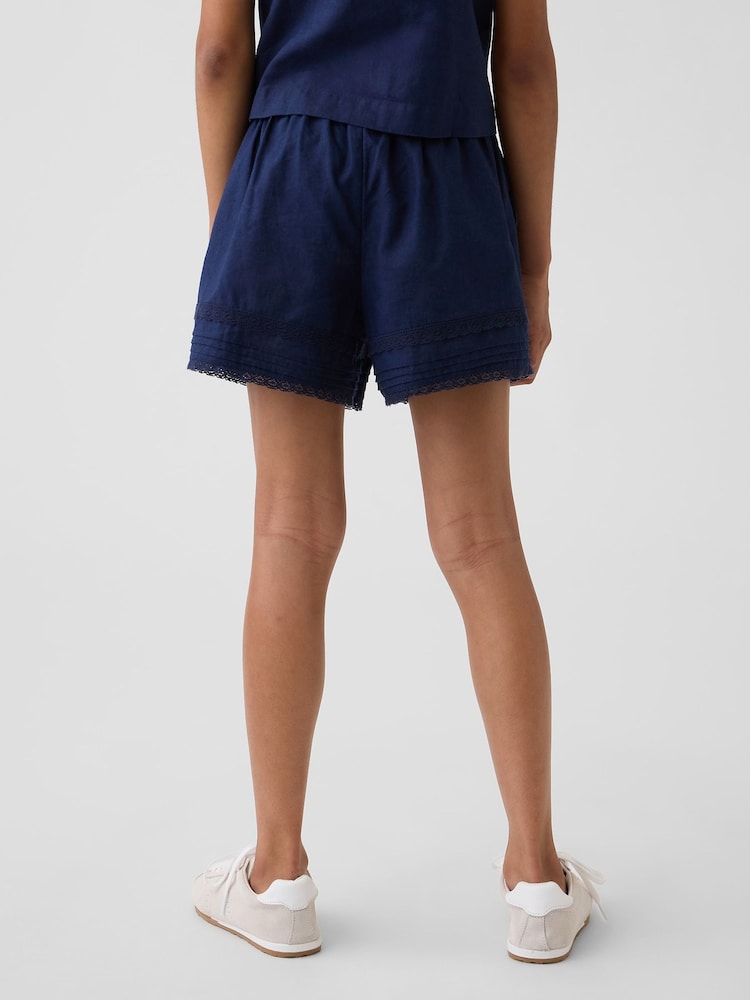 Gap Blue Linen-Cotton Lace-Trim Easy Shorts (4-13yrs) - Image 2 of 5