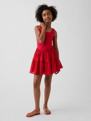 Gap Red Mixed Media Tiered Vest Dress (4-13yrs) - Image 1 of 4