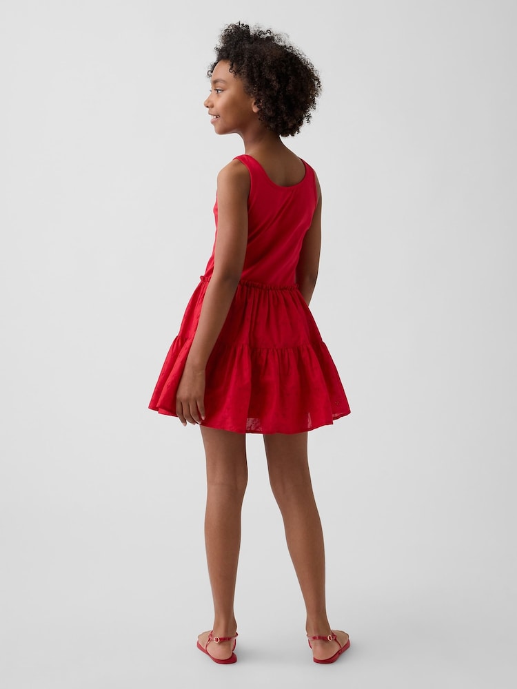 Gap Red Mixed Media Tiered Vest Dress (4-13yrs) - Image 2 of 4