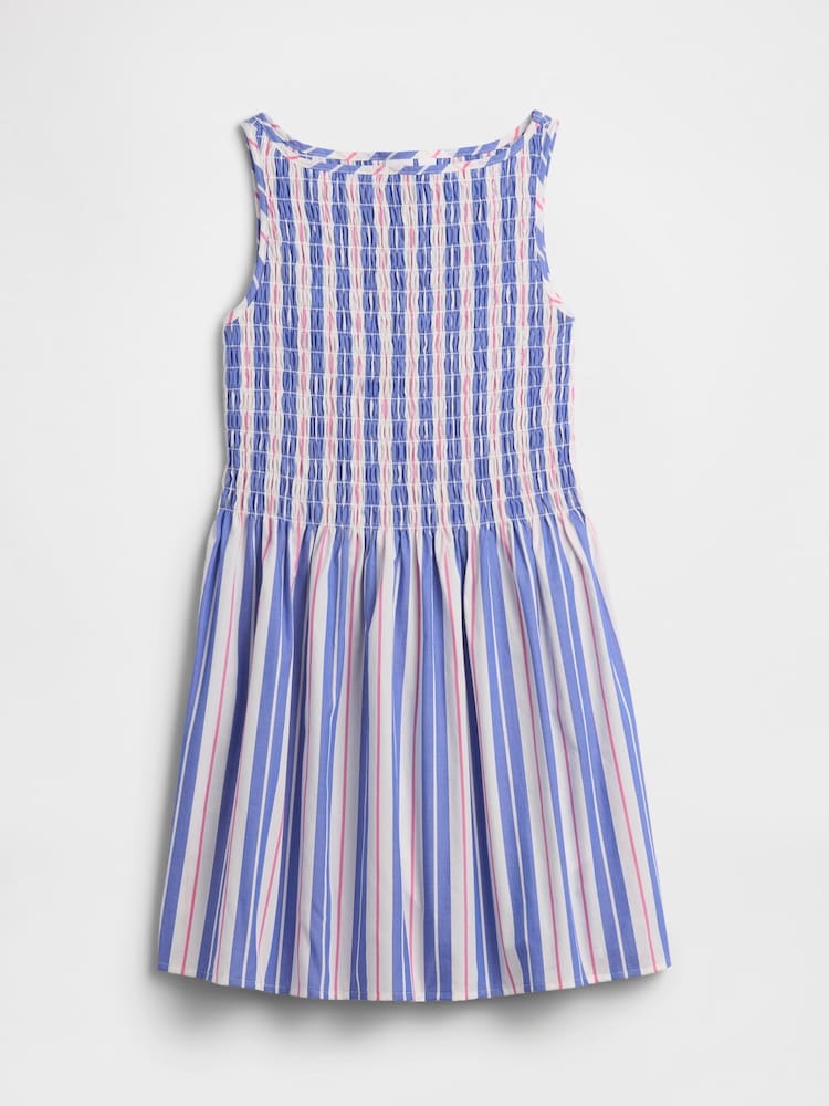 Gap Blue stripe Smocked Poplin Dress (4-13yrs) - Image 1 of 3