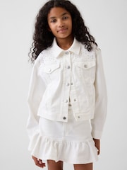 Gap White Eyelet Denim Jacket (4-13yrs) - Image 1 of 5