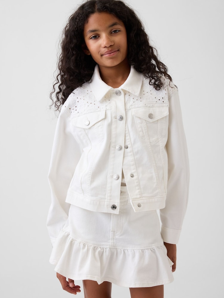 Gap White Eyelet Denim Jacket (4-13yrs) - Image 1 of 5