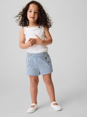 Gap Blue Gingham Sailor Gingham Denim Pull On Shorts (6mths-5yrs) - Image 1 of 4