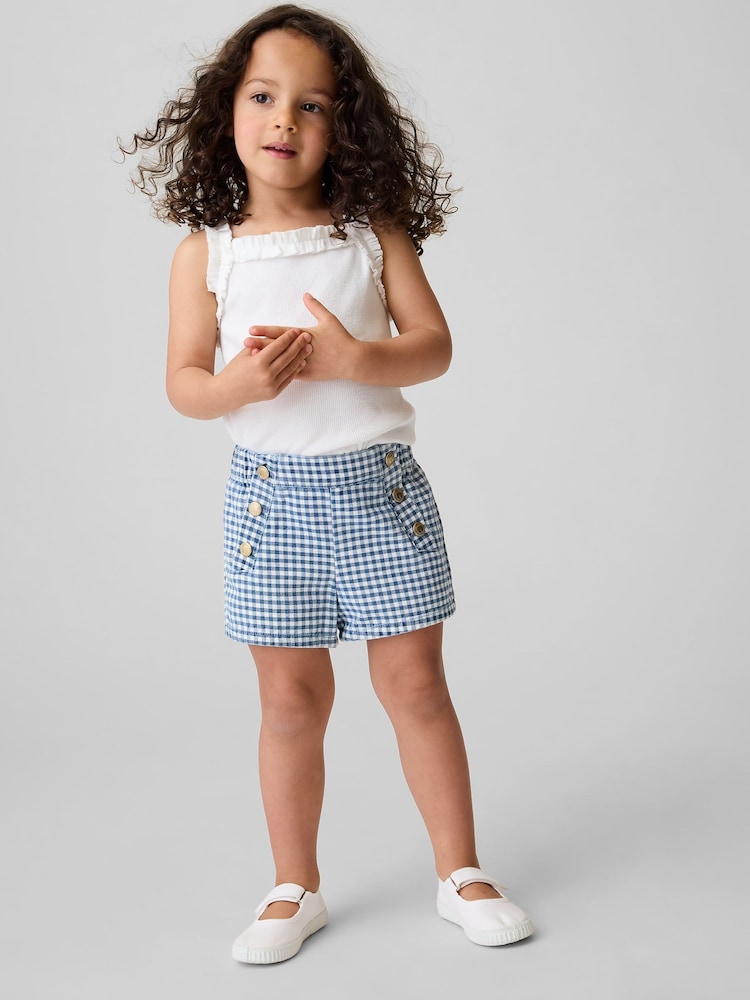 Gap Blue Gingham Sailor Gingham Denim Pull On Shorts (6mths-5yrs) - Image 1 of 4