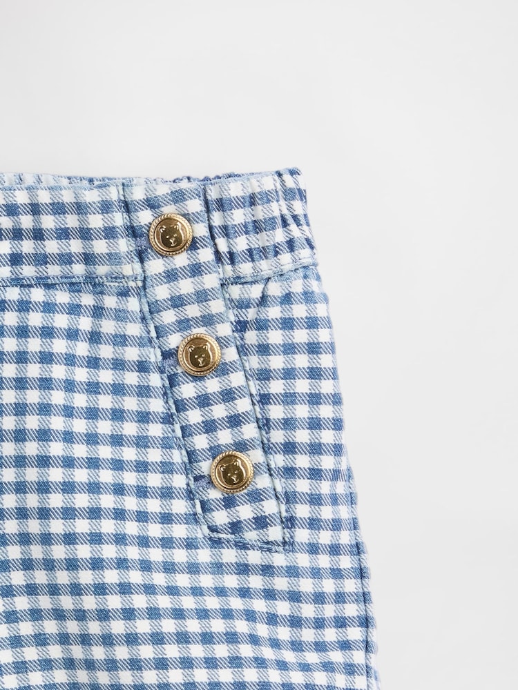 Gap Blue Gingham Sailor Gingham Denim Pull On Shorts (6mths-5yrs) - Image 4 of 4