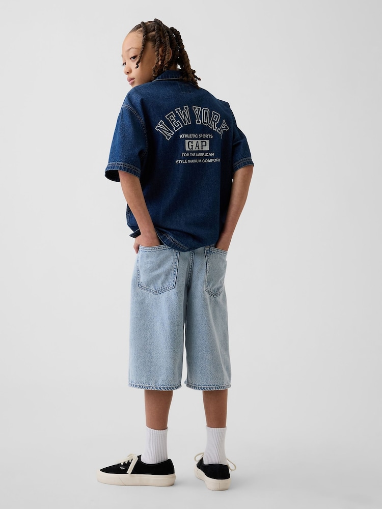 Gap Light Wash Baggy Denim Jorts Shorts (5-13yrs) - Image 2 of 5