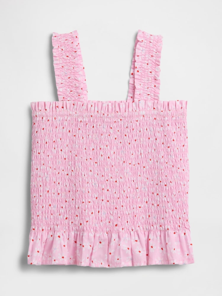 Gap Pink Floral Smocked Peplum Top (4-13yrs) - Image 1 of 3 Gap Pink Floral Smocked Peplum Top (4-13yrs) - Image 1 of 3