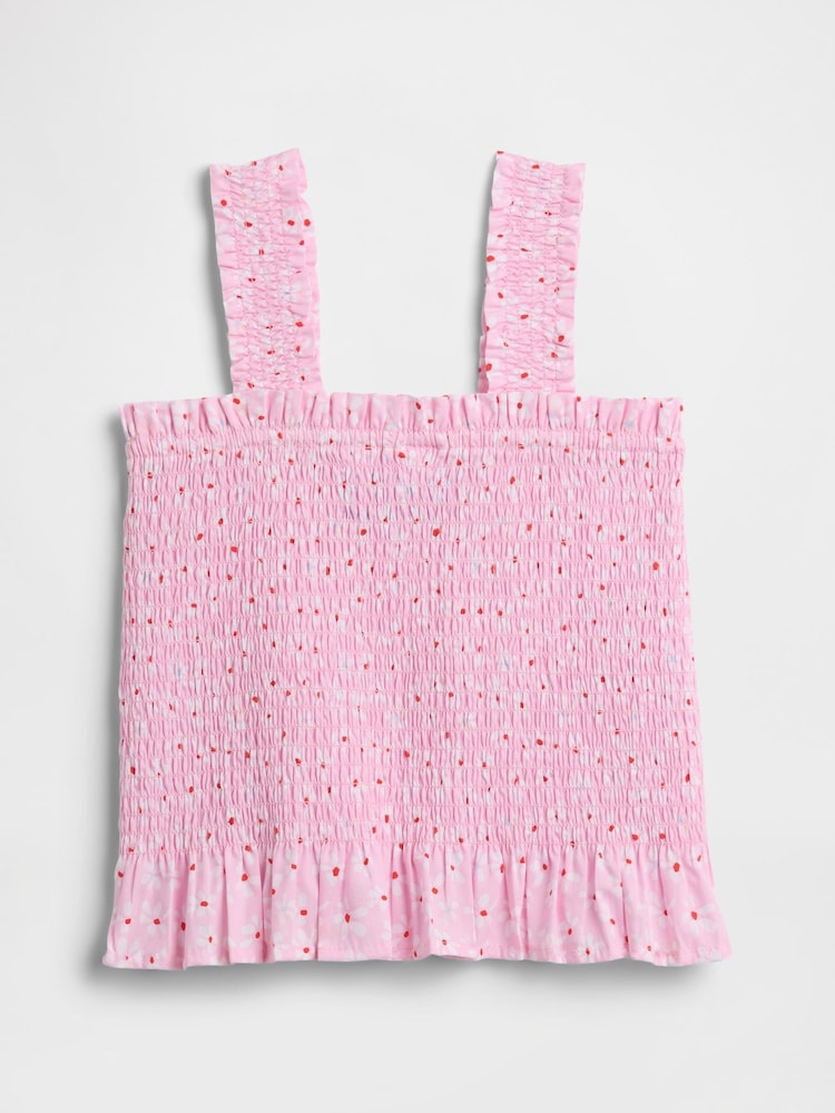 Gap Pink Floral Smocked Peplum Top (4-13yrs) - Image 2 of 3 Gap Pink Floral Smocked Peplum Top (4-13yrs) - Image 2 of 3