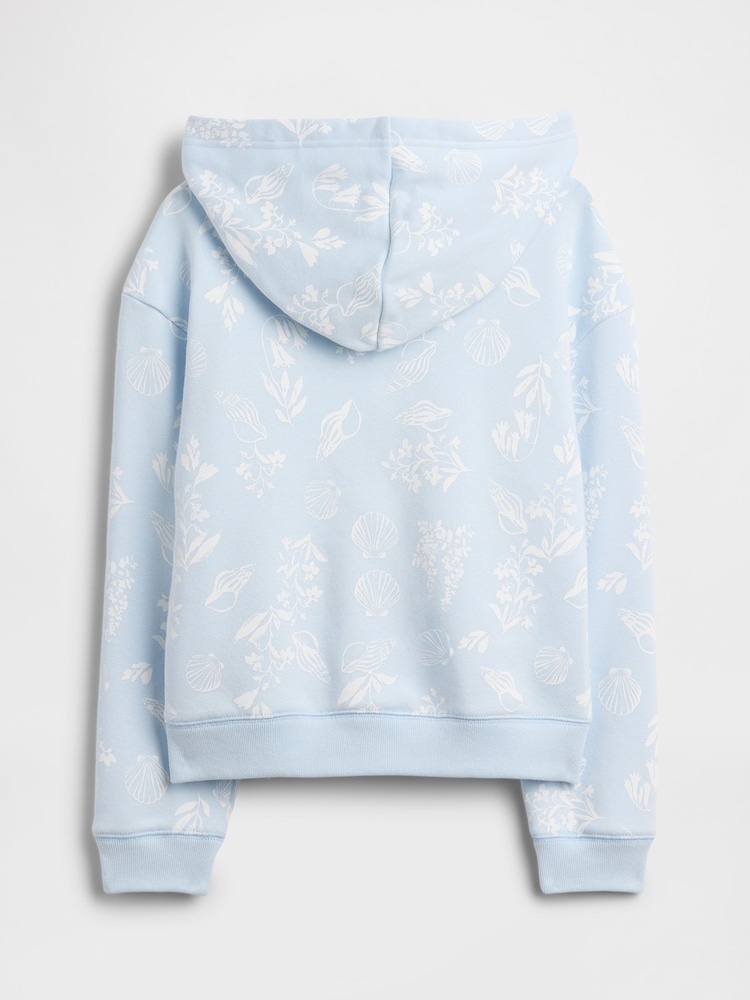 Gap Blue Floral Relaxed Gap Logo Zip Hoodie (4-13yrs) - Image 2 of 3