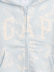 Gap Blue Floral Relaxed Gap Logo Zip Hoodie (4-13yrs) - Image 3 of 3