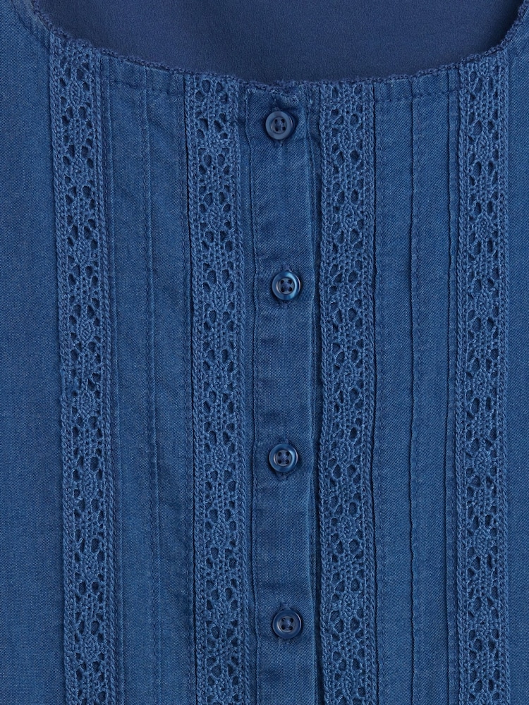 Gap Blue Flutter-Sleeve Lace-Trim Dress (4-13yrs) - Image 4 of 4