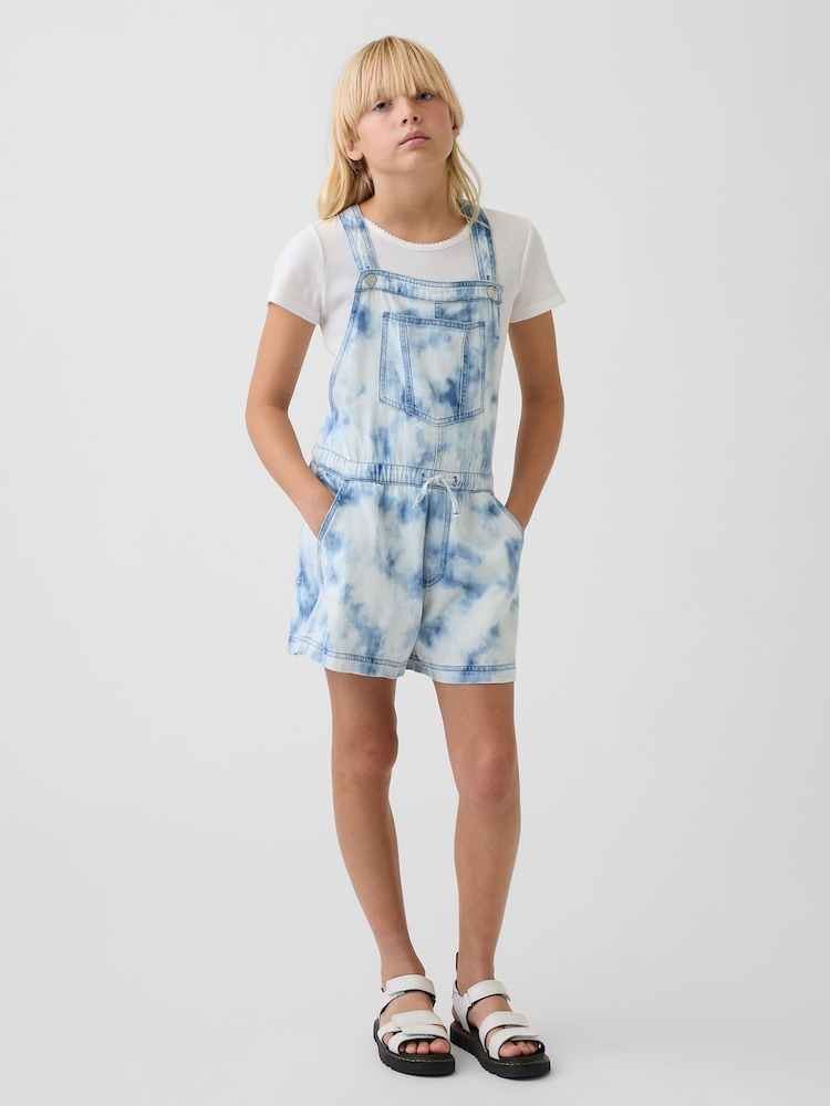 Gap Blue Tie-Dye Denim Relaxed Short Dungarees (4-13yrs) - Image 1 of 4